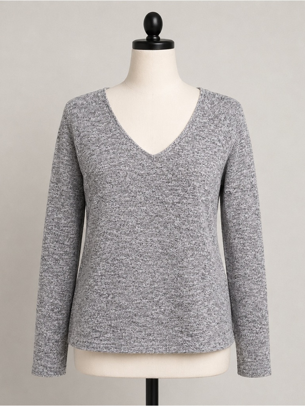Michael Kors Gray Knit V Neck Top Long Sleeve Womens M
